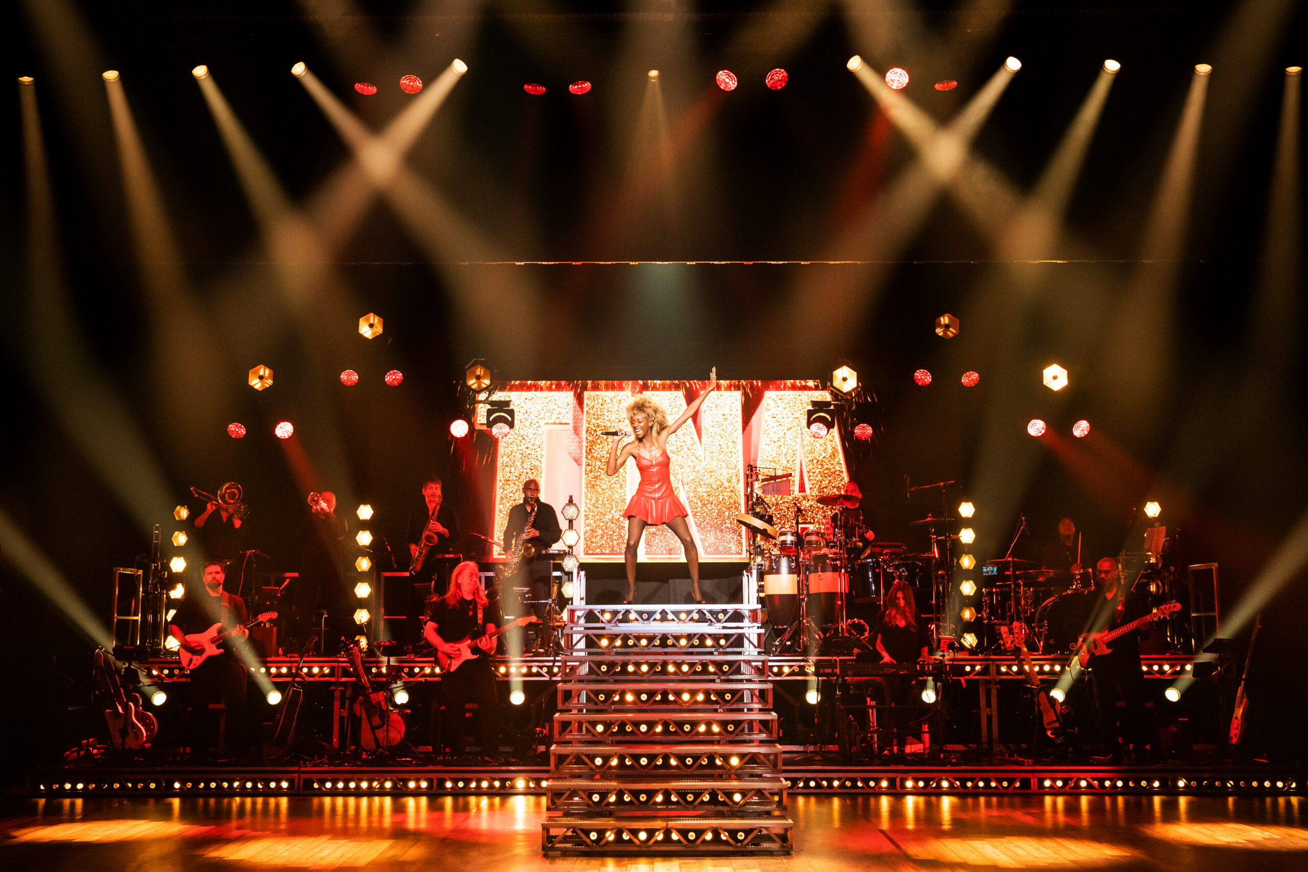 Zurin Villanueva as ‘Tina Turner’ and The TINA Band in the North American touring production of TINA – THE TINA TURNER MUSICAL. Photo by Matthew Murphy and Evan Zimmerman for MurphyMade, 2022
